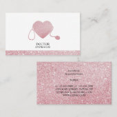 Roze stethoscoop mousserende hartdokter visitekaartje (Voorkant / Achterkant)