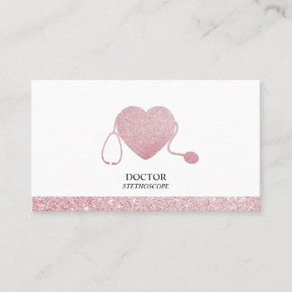 Roze stethoscoop mousserende hartdokter visitekaartje