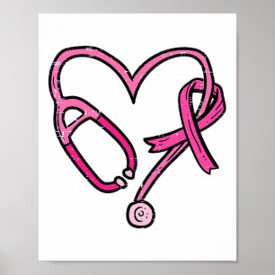 Roze Stethoscoop Zurse Medical Breast Cancer Poster