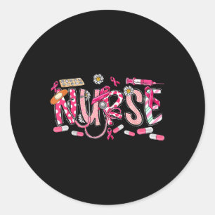 Roze Stethoscoop Zurse Medical Breast Cancer Ronde Sticker