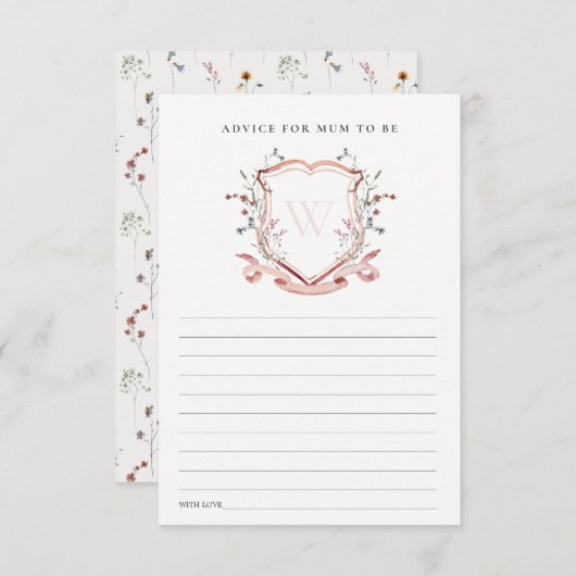 Roze steun voor bloemkool voor Baby shower Informatiekaartje (Voorkant / Achterkant)