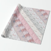 Roze steunkleurige glitterglazen sparkle collage cadeaupapier (Uitgerold)