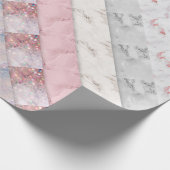 Roze steunkleurige glitterglazen sparkle collage cadeaupapier (Hoek)