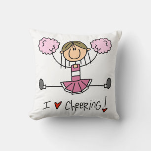 Roze Stick Figure Cheerleader T-shirts en Cadeaus Kussen
