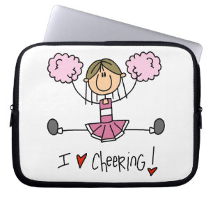 Roze Stick Figure Cheerleader T-shirts en Cadeaus Laptop Sleeve