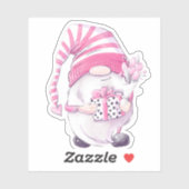 Roze Sticker Gnome | Gnome Valentijn Die Cut-Cut-t (Vel)