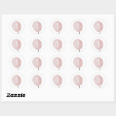 Roze sticker met ballon nummer één (Vel)