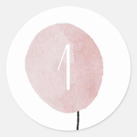 Roze sticker met ballon nummer één (Voorkant)
