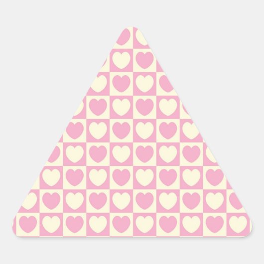 Roze Sticker met driehoek gecontroleerd hart (Voorkant)