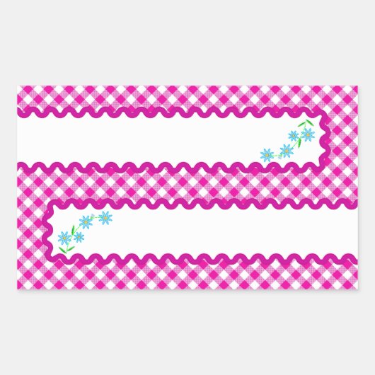 Roze Sticker met gingham en vlakke achtergrond (Voorkant)