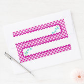 Roze Sticker met gingham en vlakke achtergrond (Envelop)