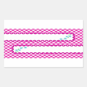 Roze Sticker met gingham en vlakke achtergrond