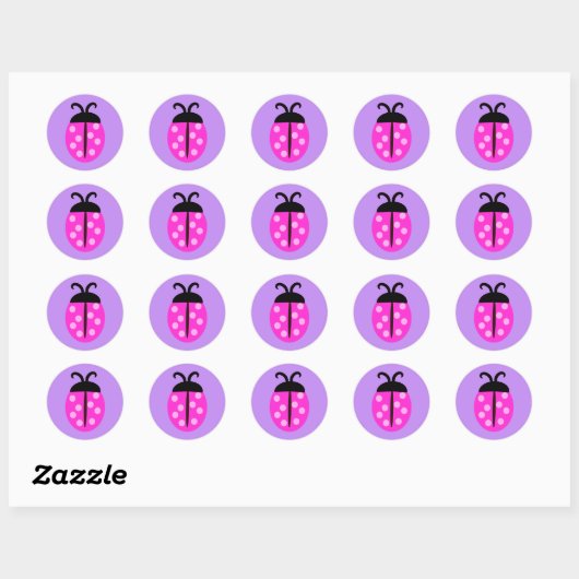  roze Sticker met Ladybug (Vel)
