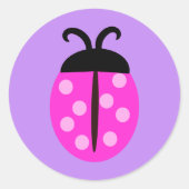 roze Sticker met Ladybug (Voorkant)