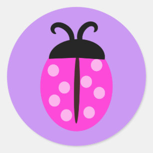  roze Sticker met Ladybug