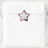 Roze Sticker met zwarte feestkleur voor Star Label (Tas)