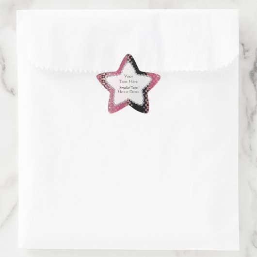 Roze Sticker met zwarte feestkleur voor Star Label (Tas)