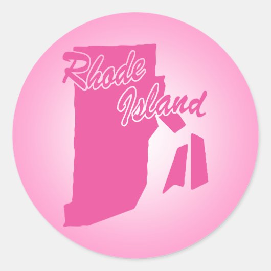 Roze Sticker op Rhode Island Classic Round (Voorkant)