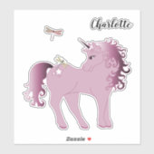 Roze Sticker Unicorn en Dragonflies (Vel)