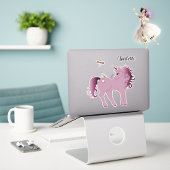 Roze Sticker Unicorn en Dragonflies
