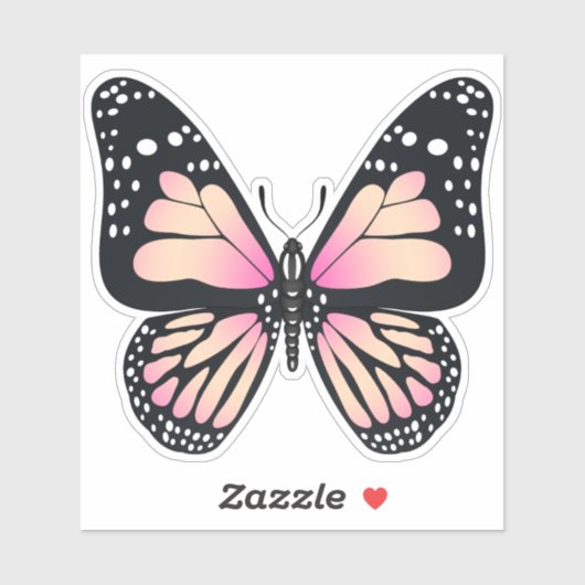 Roze Sticker voor monoboogvlinder (Vel)