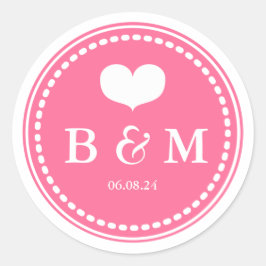 Roze Sticker voor monogram bruiloft Envelop Seal