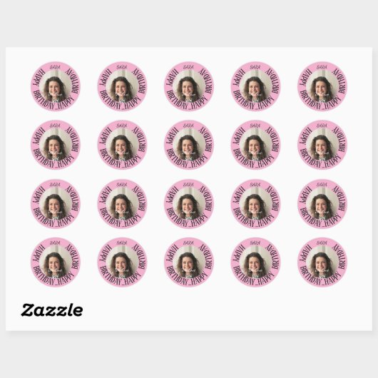 Roze Sticker voor Verjaardag Volledig Aanpasbaar (Vel)