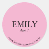 Roze sticker voor verjaardagsfeestje (Voorkant)