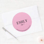 Roze sticker voor verjaardagsfeestje (Envelop)