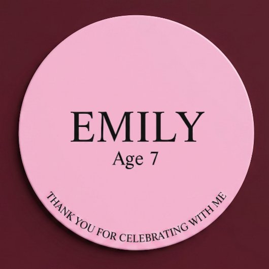 Roze sticker voor verjaardagsfeestje