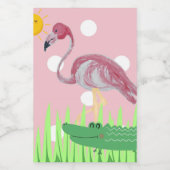 Roze Stickers van het Flamingo Alligator Wijnlabel (Enkel label)