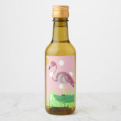 Roze Stickers van het Flamingo Alligator Wijnlabel (Voorkant)