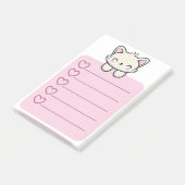 Roze Sticky Note met Schattigee Cat op Top (Schuin)