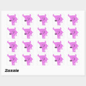 Roze Stier Silhouet Vierkante Sticker (Vel)