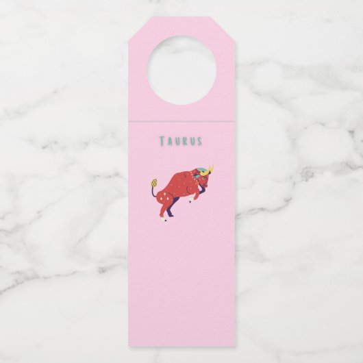 Roze Stier, sterrenbeeld, sterrenbeeld afdruk Flessenhanger (Voorkant)