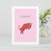 Roze Stier, sterrenbeeld, sterrenbeeld afdruk Kaart (Staand voorkant)
