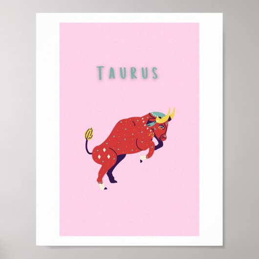 Roze Stier, sterrenbeeld, sterrenbeeld afdruk Poster (Voorkant)