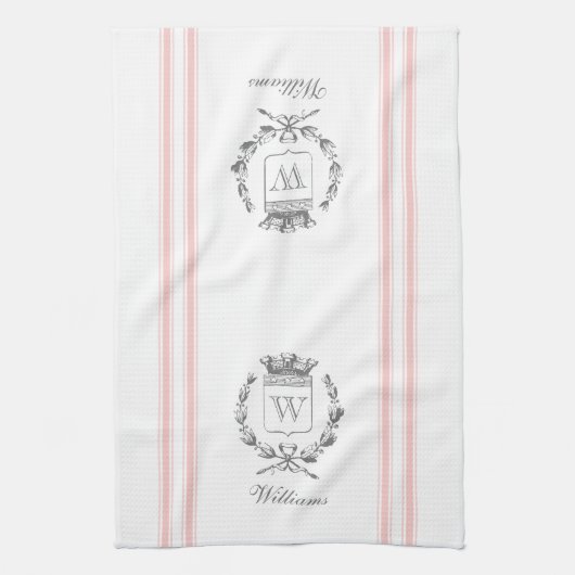 Roze  stijl Franse zak met aangepaste naam Theedoek (Verticaal)