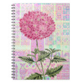 Roze  stijl Hydrangea Puff Journal Notitieboek (Voorkant)