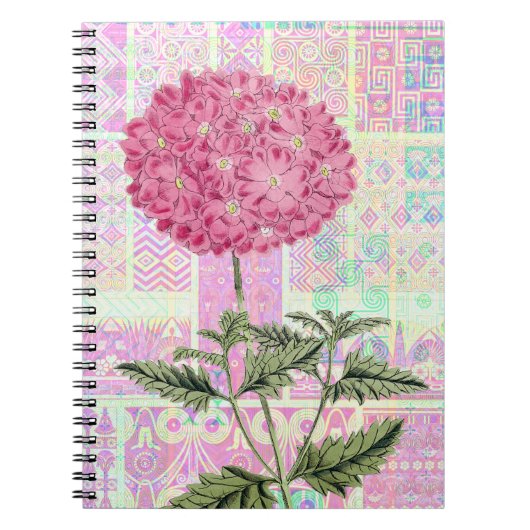 Roze  stijl Hydrangea Puff Journal Notitieboek (Voorkant)