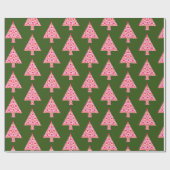 Roze  stijl kerstboom inpakpapier (Vlak)