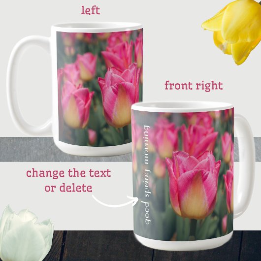 Roze stijl lentetulpen koffiemok
