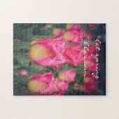 Roze stijl lentetulpen legpuzzel (Horizontaal)