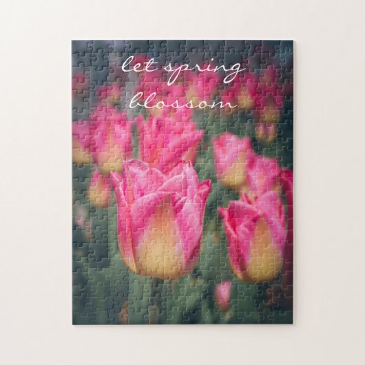 Roze stijl lentetulpen legpuzzel (Verticaal)