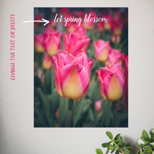 Roze stijl lentetulpen poster