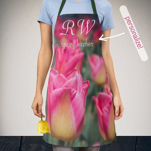 Roze stijl lentetulpen schort
