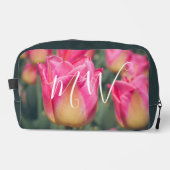 Roze stijl lentetulpen toilettasje (Voorkant)