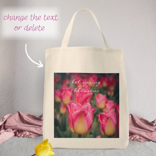 Roze stijl lentetulpen tote bag