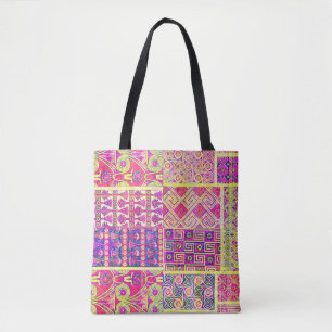 Roze  stijl Quilt Block Pattern Canvas tas