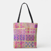 Roze  stijl Quilt Block Pattern Canvas tas (Achterkant)